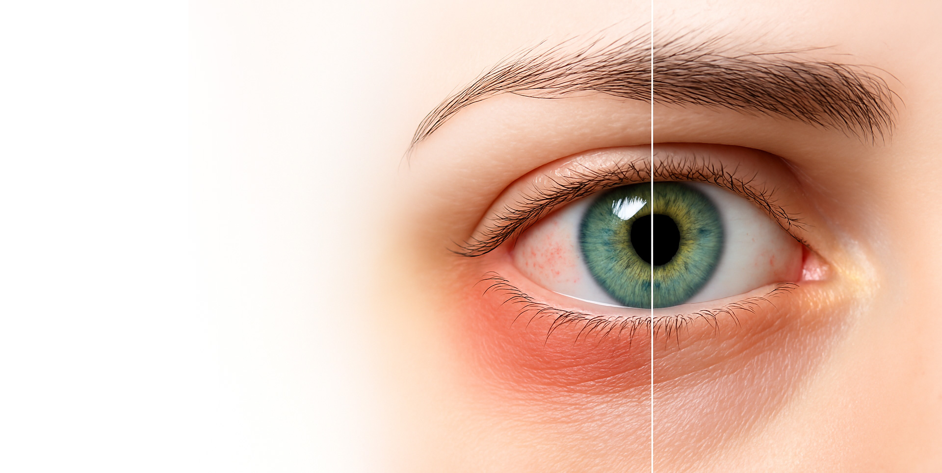 Close view of eye care